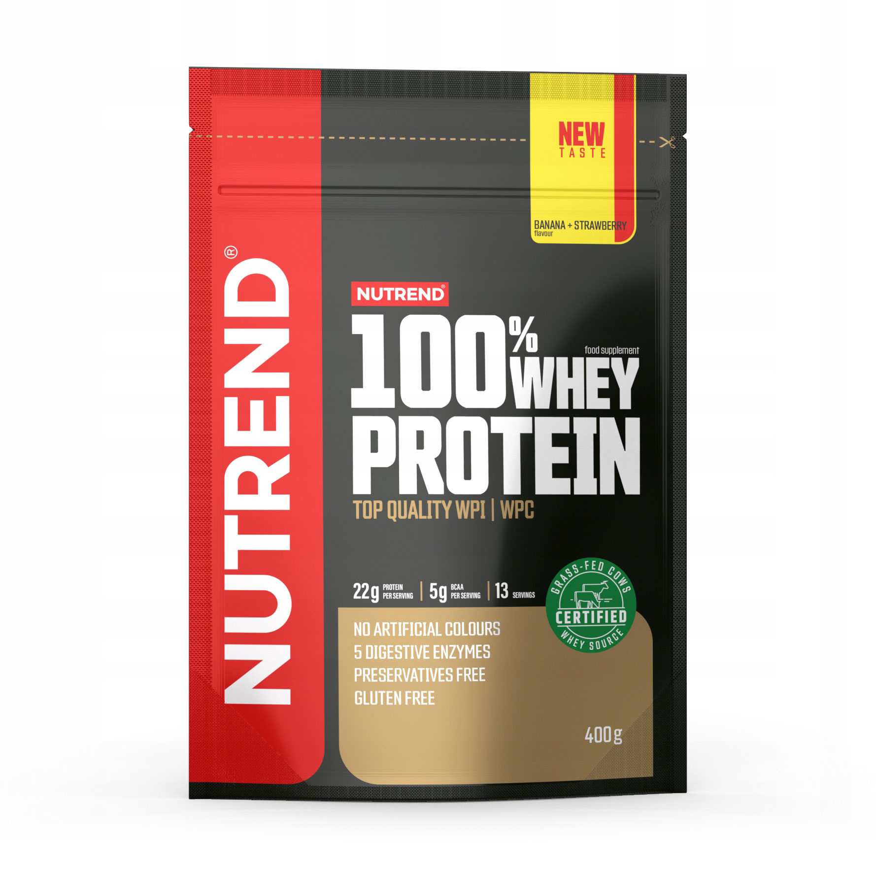 Протеїн Nutrend 100% Whey Protein Банан + полуниця, в порошку, 400 г