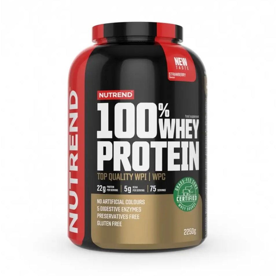 Протеїн Nutrend 100% Whey Protein зі смаком полуниці, в порошку, 2.25 кг